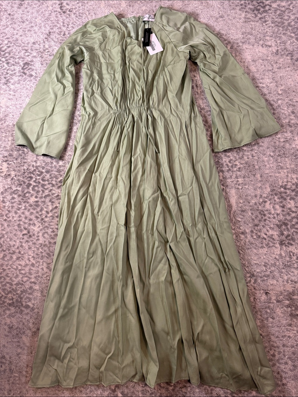Light Sage Green Maxi Dress with Gathered Waist